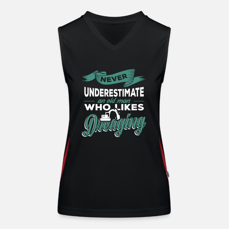 Dredging Grandpa construction workers Women's Functional Contrast Tank Top