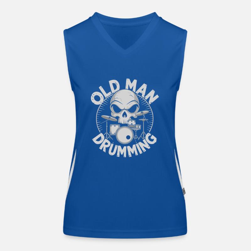Old Man Drumming Opa spielt Schlagzeug Funktionelles Kontrast-Tank Top für Frauen
