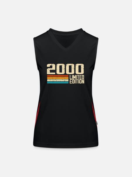 Born in 2000 - Vintage 2000 Retro Birthday - Women's Functional Contrast Tank Top - black/red - Front