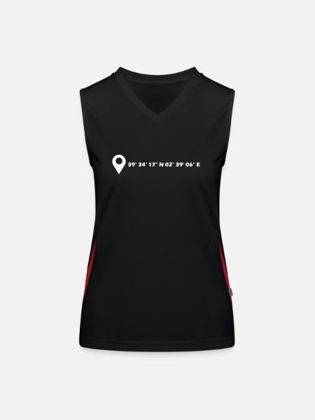 Palma Koordinaten - Funktionelles Kontrast-Tank Top für Frauen - Schwarz/Rot - Vorne
