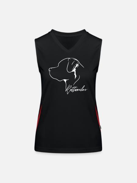 Rottweiler Profil Chiens Chien Wilsigns - Débardeur respirant contrasté Femme - noir/rouge - Devant