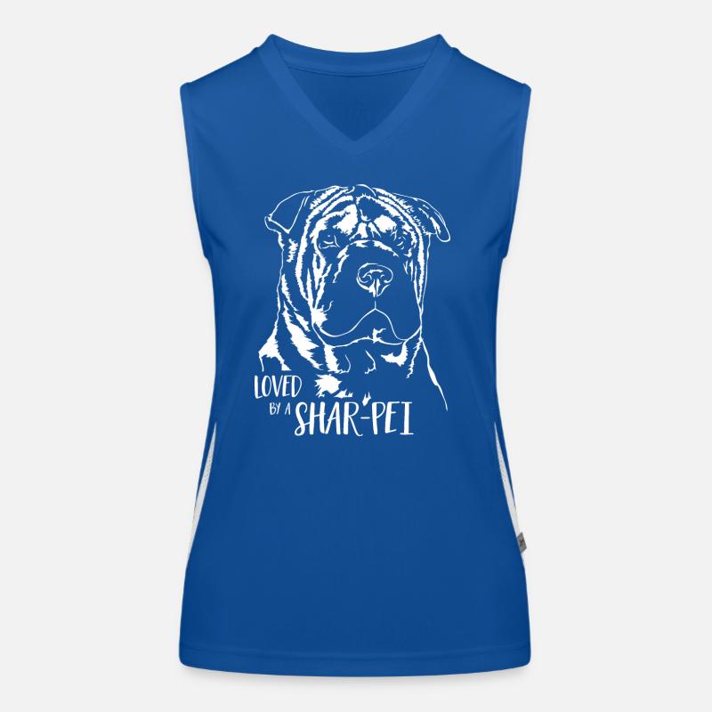 Loved by a Shar-Pei Hunde Hund Hundespruch Funktionelles Kontrast-Tank Top für Frauen