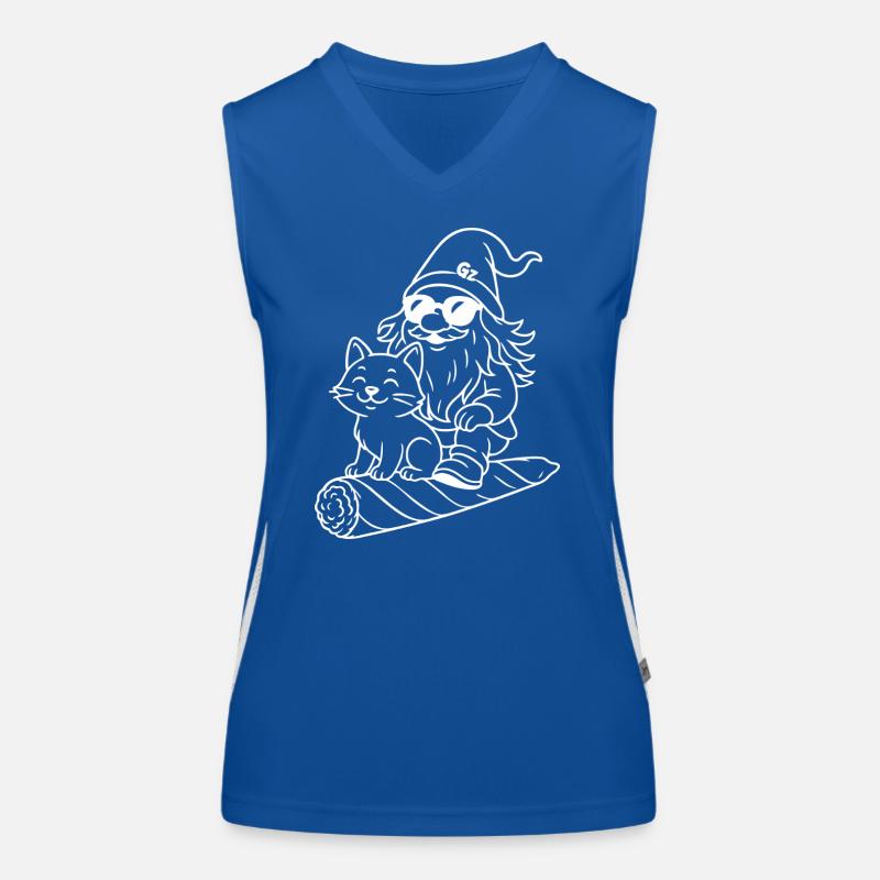 Cooler Zwerg auf fliegendem Joint mit Katze Funktionelles Kontrast-Tank Top für Frauen