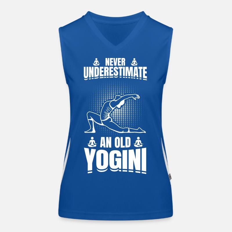 Never underestimate an old yogini Women's Functional Contrast Tank Top