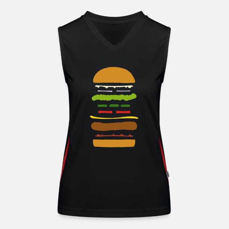 Exploded Burger Women's Functional Contrast Tank Top
