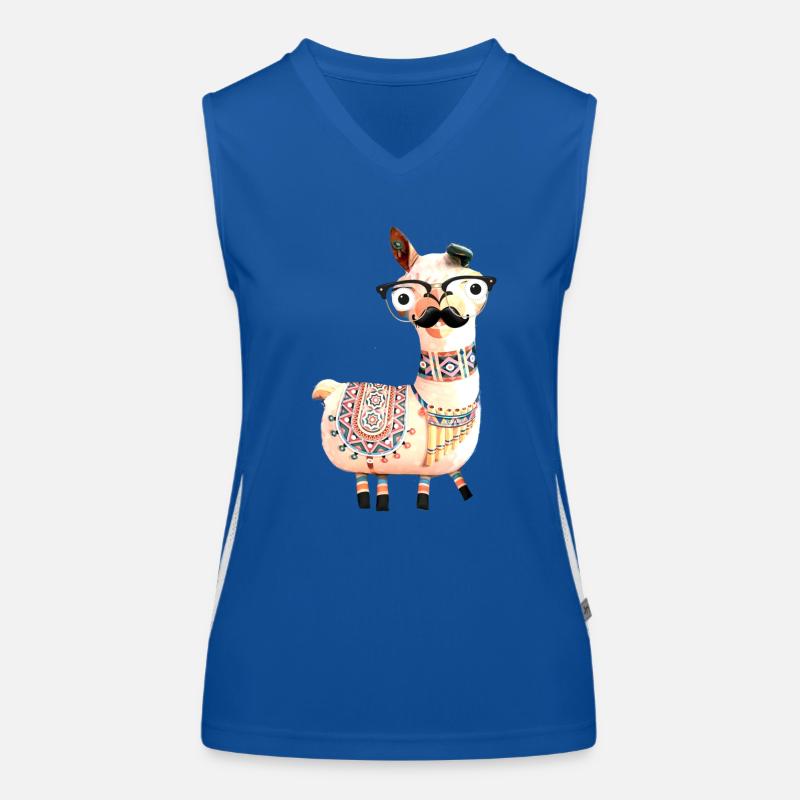 Lama,alpaka, Illustration, Comic,nerd, bart Funktionelles Kontrast-Tank Top für Frauen