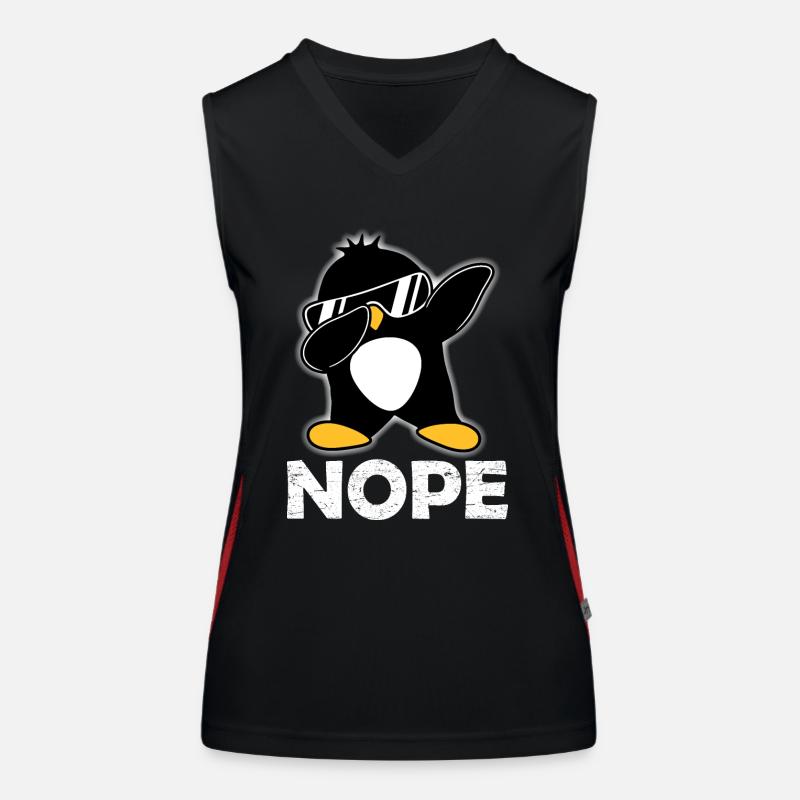 Nope Lazy Today Cool Dabbing Penguin Dab Dance Pose Women's Functional Contrast Tank Top