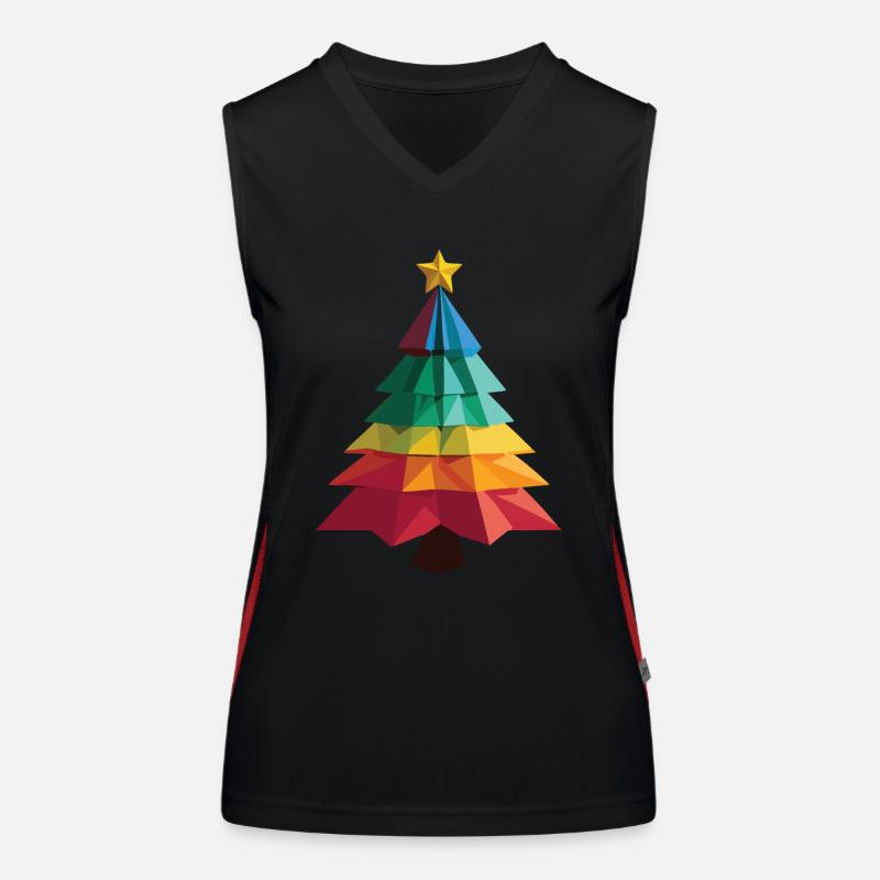 Low-Poly-Weihnachtsbaum Funktionelles Kontrast-Tank Top für Frauen