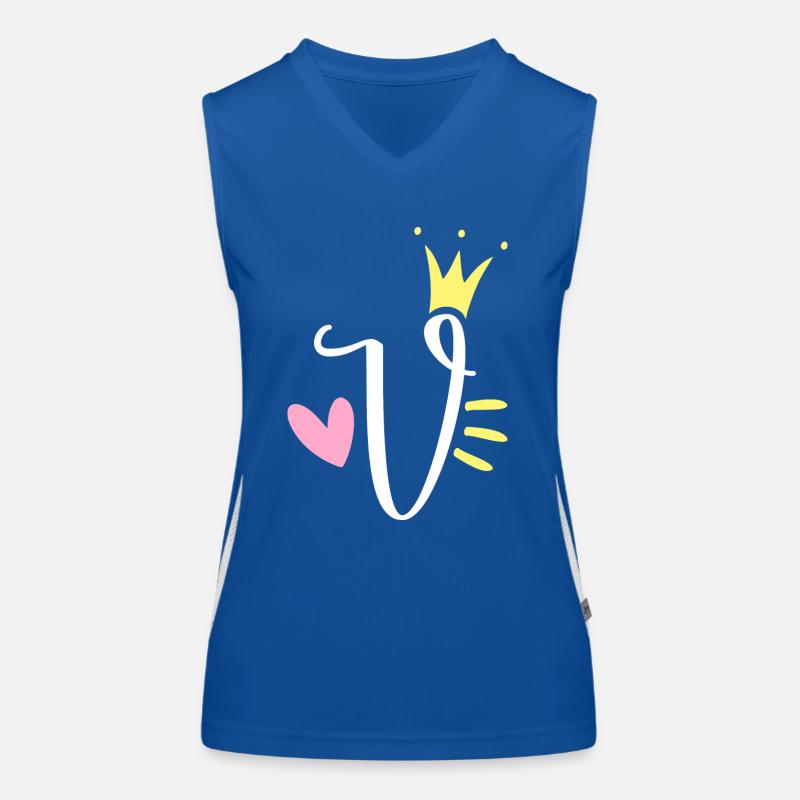 Buchstabe V Anfangsbuchstabe Krone Funktionelles Kontrast-Tank Top für Frauen