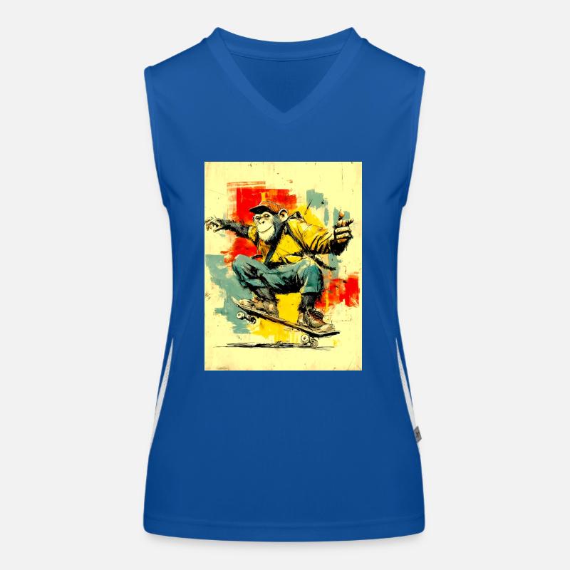 Cool monkey on skateboard - modern, stylish Women's Functional Contrast Tank Top