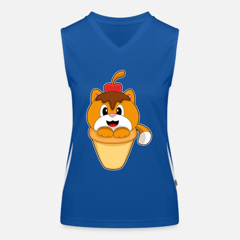 Katze Waffeleis Kirsche Funktionelles Kontrast-Tank Top für Frauen