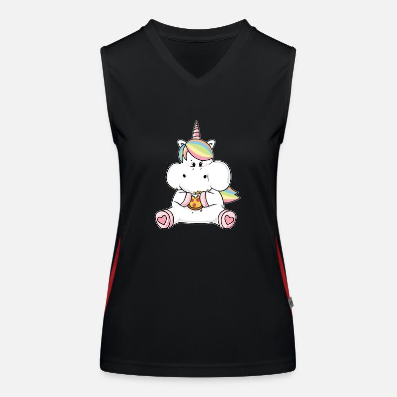 Lustiges Pizza Einhorn dick pummelig Unicorn Humor Women's Functional Contrast Tank Top