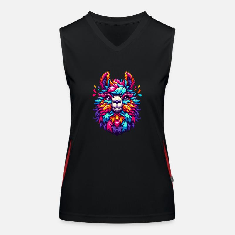 ALPACA CONFETTI COLORFUL VARIEGATED RAINBOW WOOL Women's Functional Contrast Tank Top
