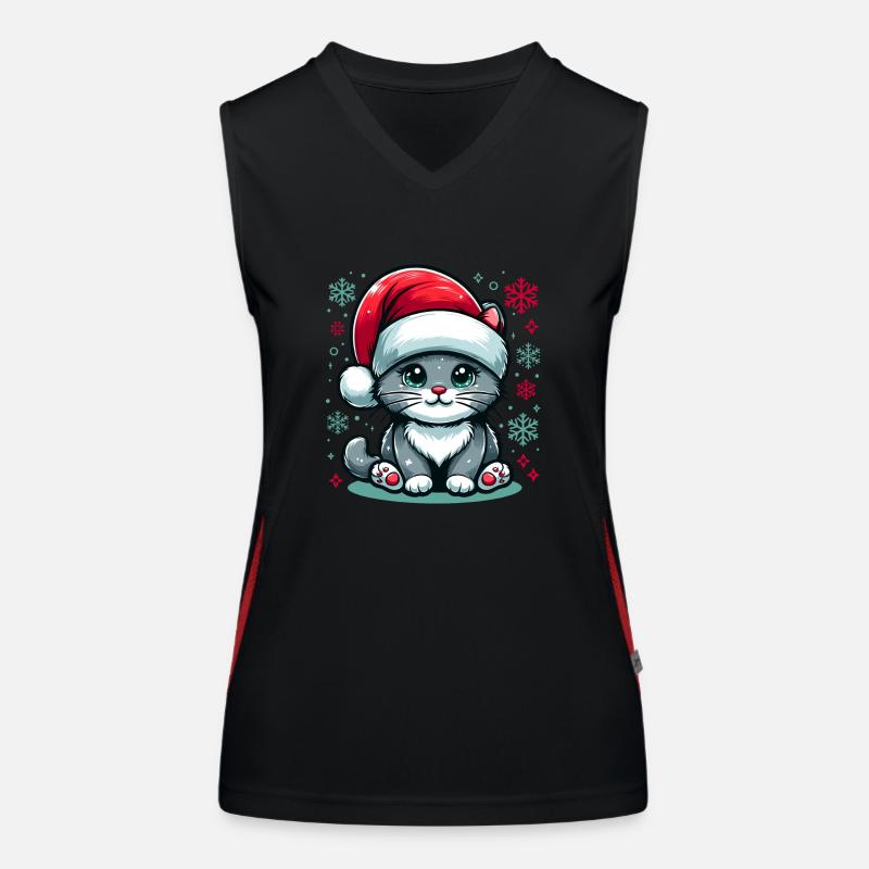 CAT, KITTY, KITTEN, PET, CHRISTMAS, SNOW Women's Functional Contrast Tank Top