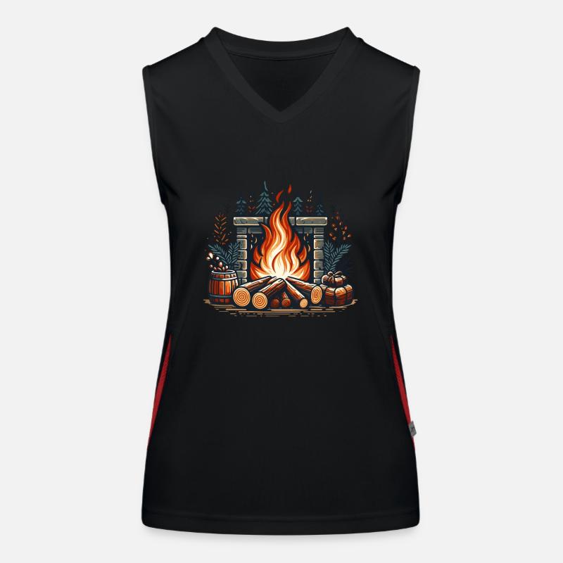 FIREPLACE FIREPLACE DECORATION WINTRY COZY Women's Functional Contrast Tank Top
