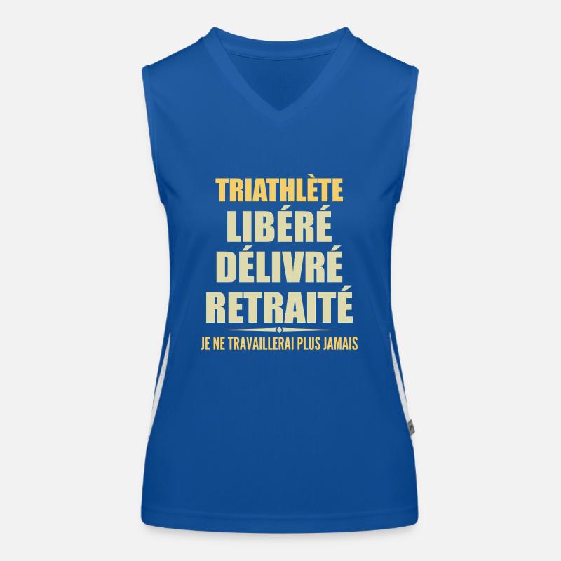 Triathlet feiert Ruhestand mit Humor Geschenk Funktionelles Kontrast-Tank Top für Frauen