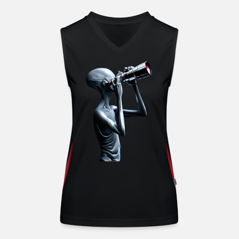 Der neugierige Alien Funktionelles Kontrast-Tank Top für Frauen