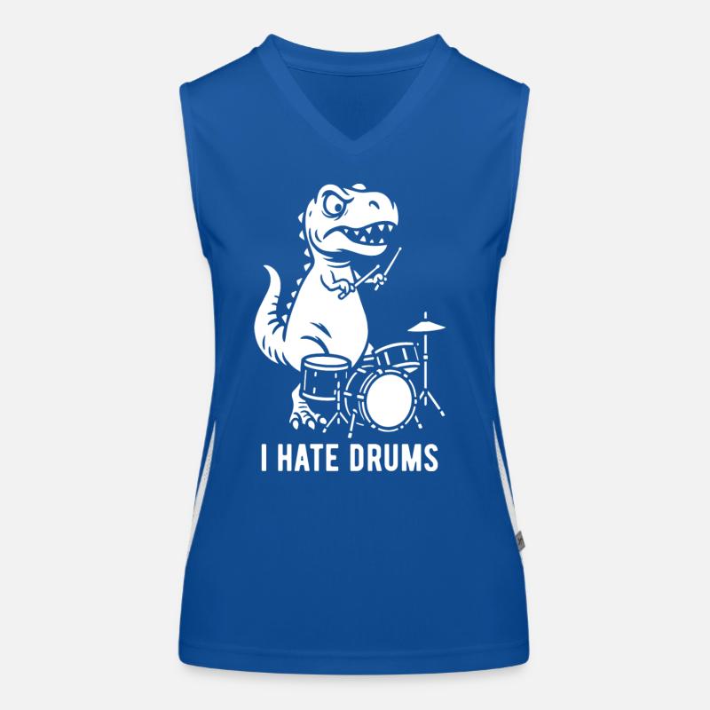 T-Rex - I hate drums - Drummer Geschenk Funktionelles Kontrast-Tank Top für Frauen