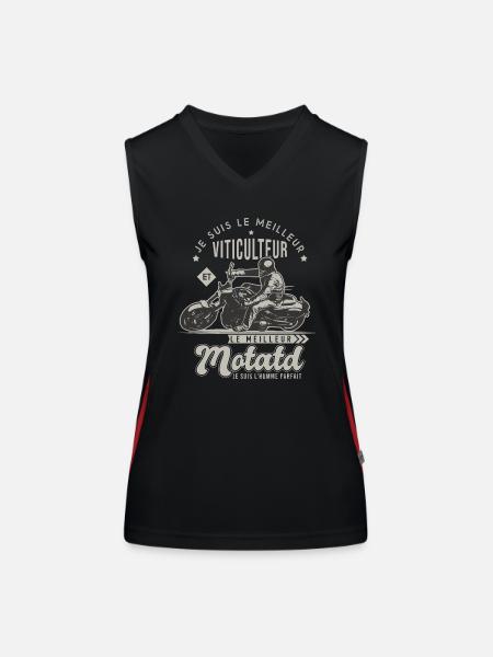 Motard le meilleur viticulteur cadeau vigneron - Débardeur respirant contrasté Femme - noir/rouge - Devant