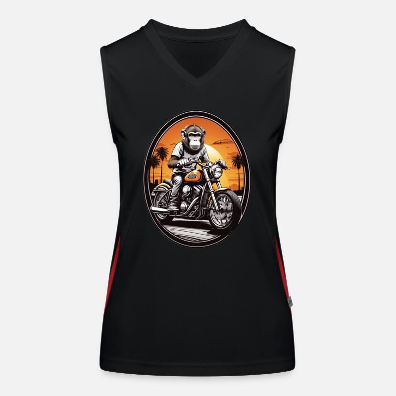 Affe auf Motorrad Funktionelles Kontrast-Tank Top für Frauen