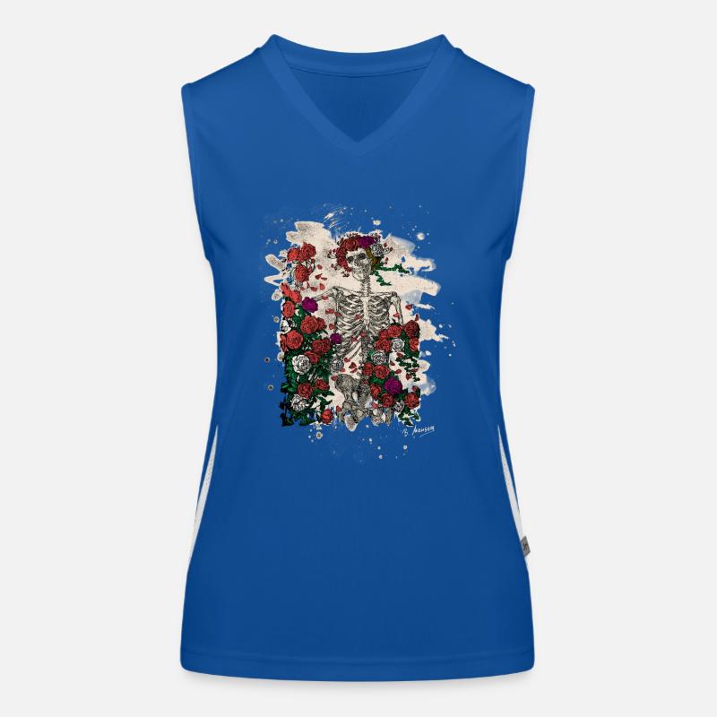 Skeleton & Roses – bleached Version Funktionelles Kontrast-Tank Top für Frauen