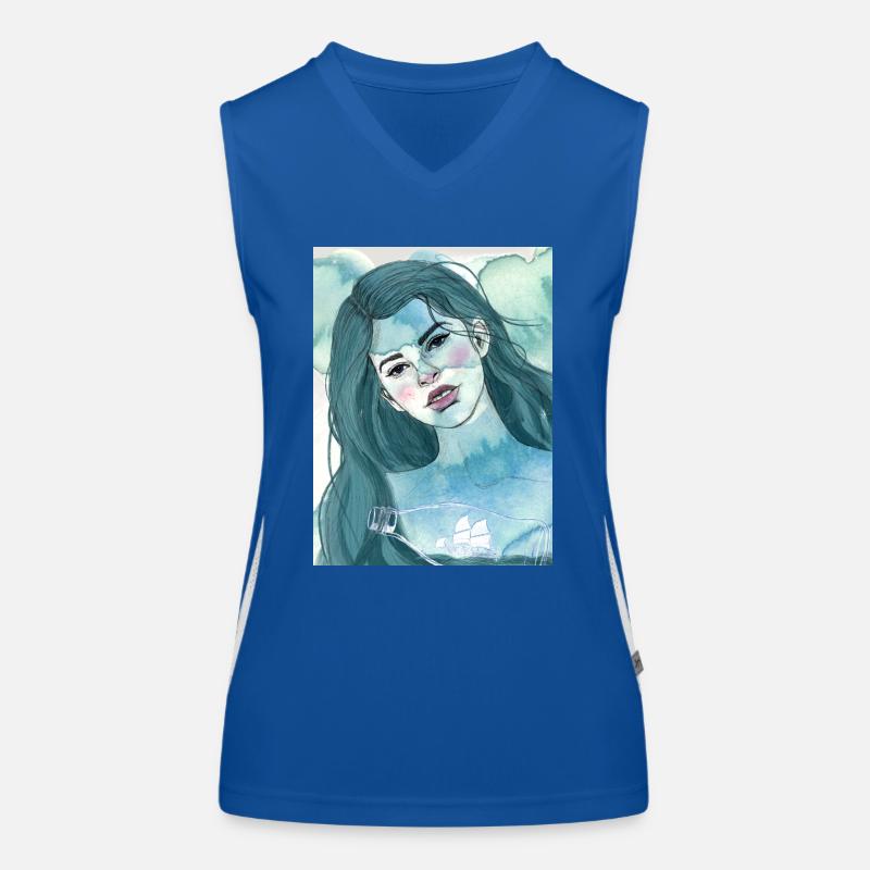 Mädchen mit Flaschenschiff Funktionelles Kontrast-Tank Top für Frauen