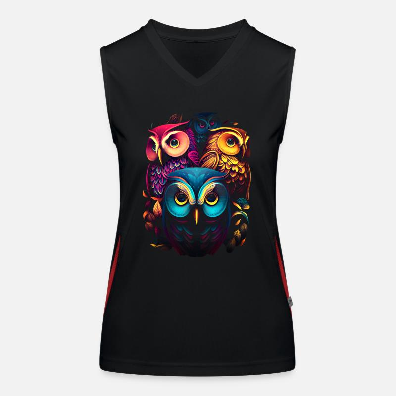Regenbogen-Eulen Funktionelles Kontrast-Tank Top für Frauen