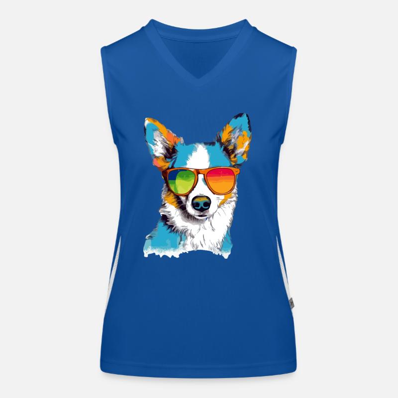 Toru, der Hund mit der Brille Funktionelles Kontrast-Tank Top für Frauen