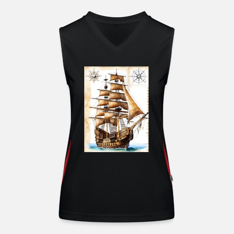 Pirate Ship #1 Women's Functional Contrast Tank Top