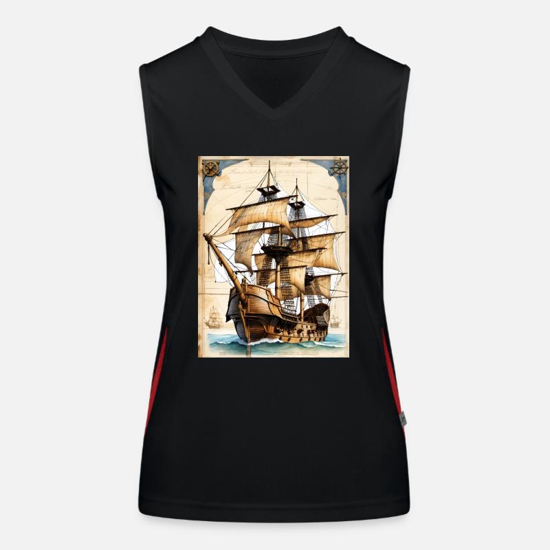 Pirate Ship #2 Women's Functional Contrast Tank Top