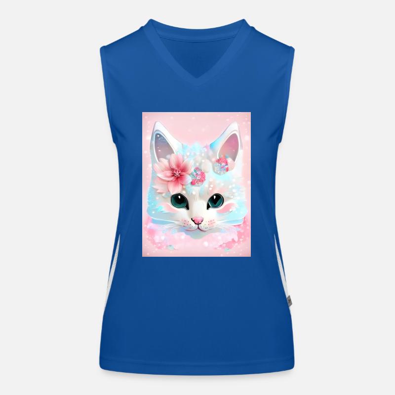 Chat blanc Débardeur respirant contrasté Femme