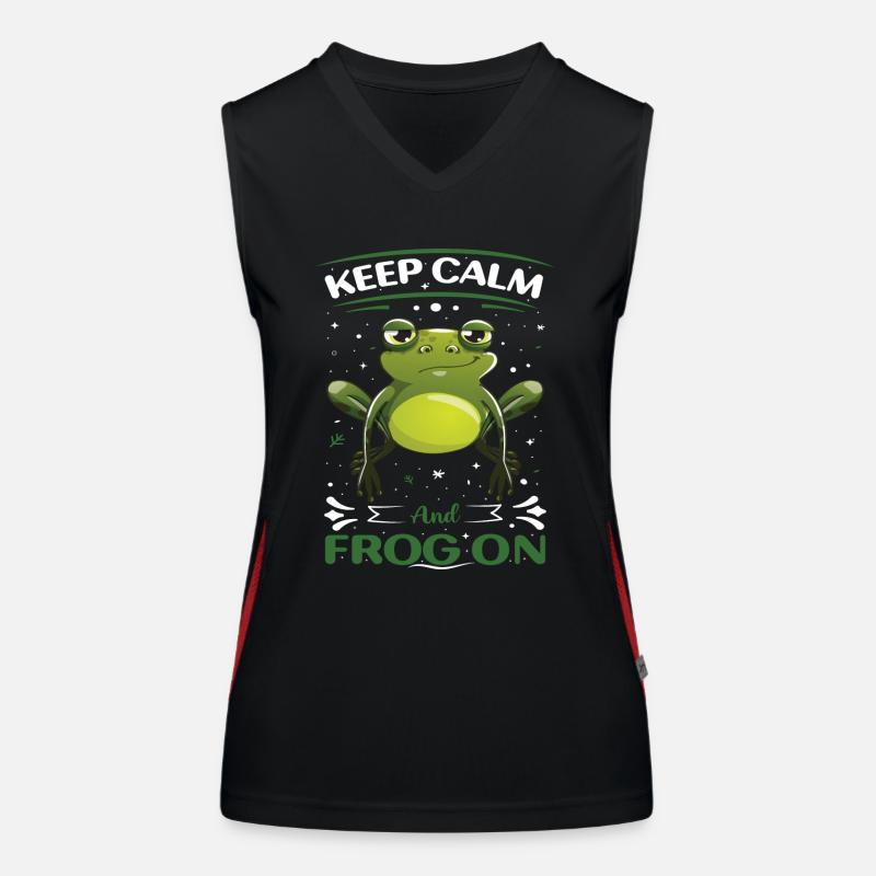 Keep Calm and Frog on Funktionelles Kontrast-Tank Top für Frauen