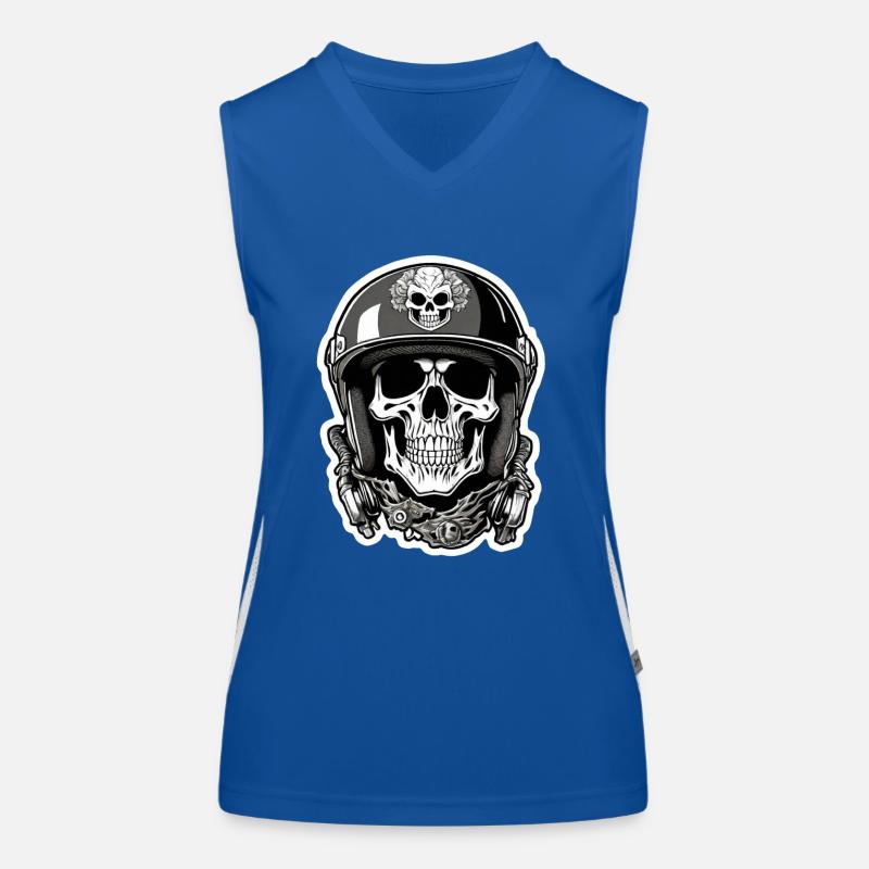 Skull - Skeleton - Skull - Motorcycle Helmet Women's Functional Contrast Tank Top