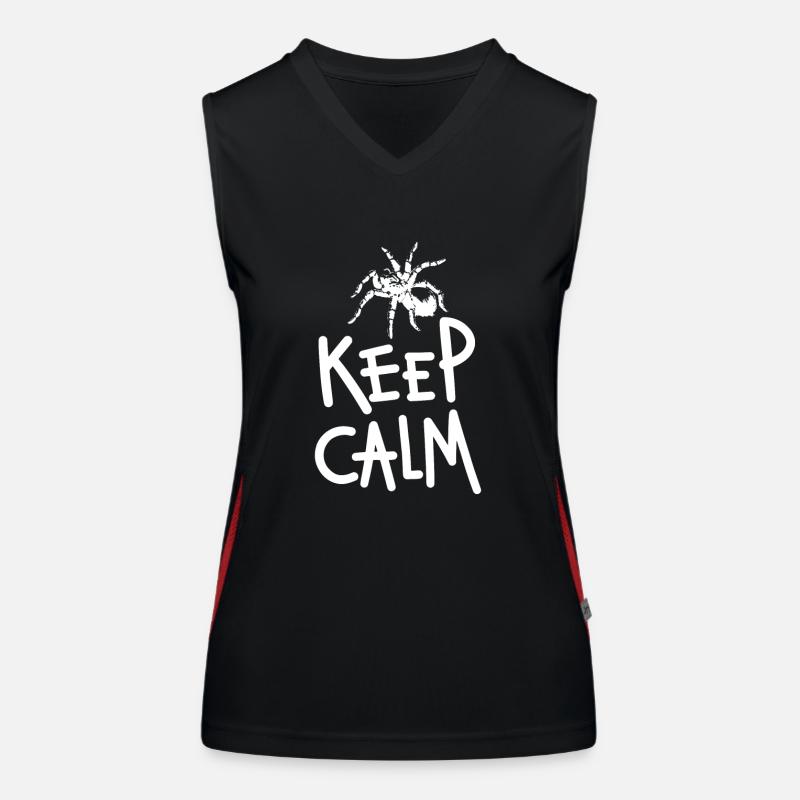 Keep Calm Tarentule Araignée blanc design horizontal Débardeur respirant contrasté Femme