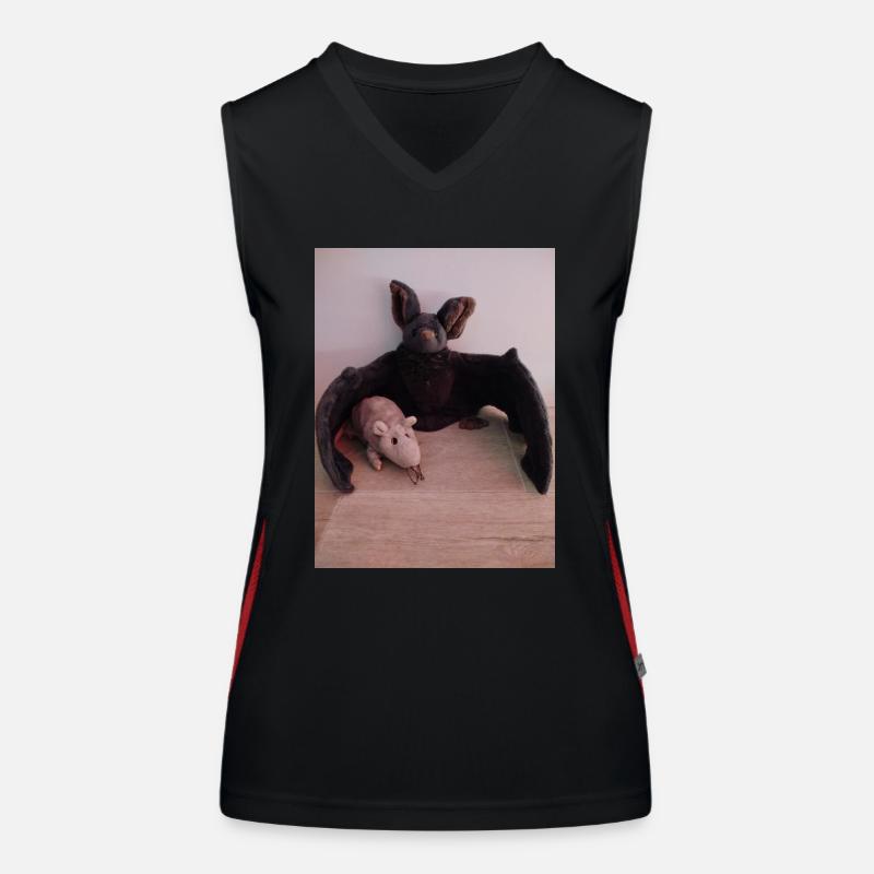 Night Wing Bat and Mouse - Women's Functional Contrast Tank Top - black/red