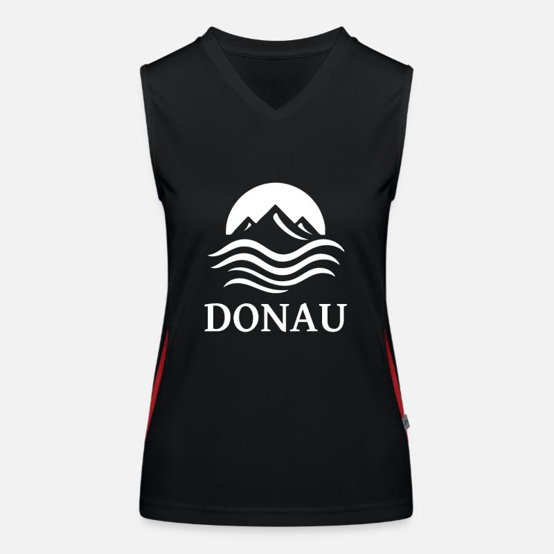 cool Danube River design for the river fan Women's Functional Contrast Tank Top