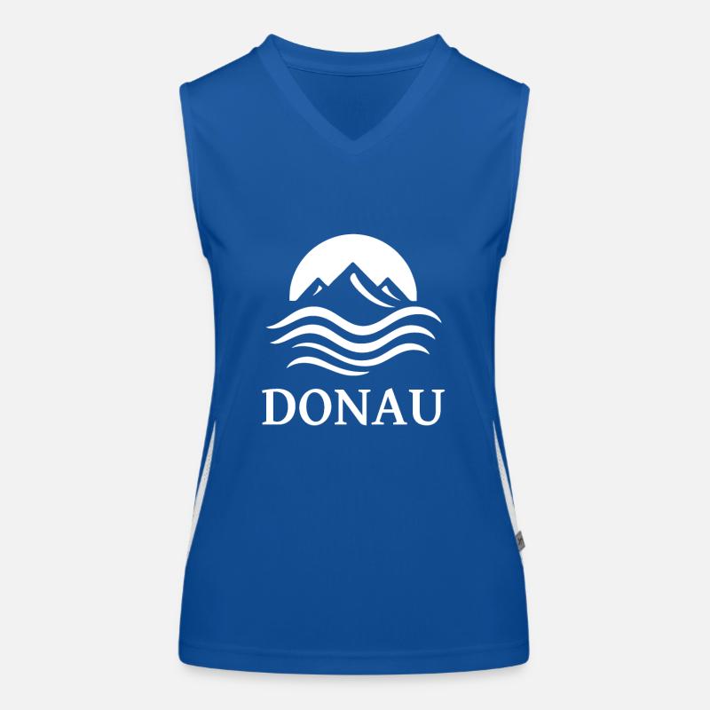 cool Danube River design for the river fan Women's Functional Contrast Tank Top