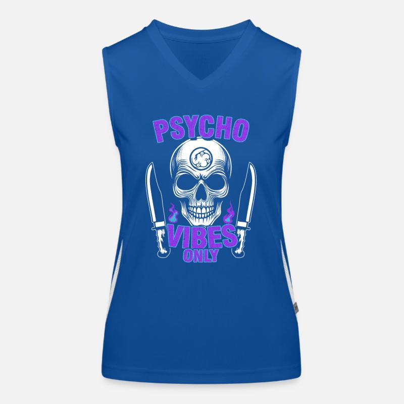Psycho Vibes Only Skull Design Bold Purple & Black Women's Functional Contrast Tank Top