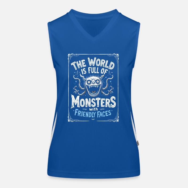 Monster with Friendly Faces Women's Functional Contrast Tank Top