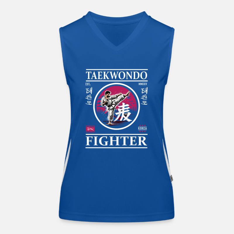 Combattant de taekwondo – Force, concentration, perfection Débardeur respirant contrasté Femme