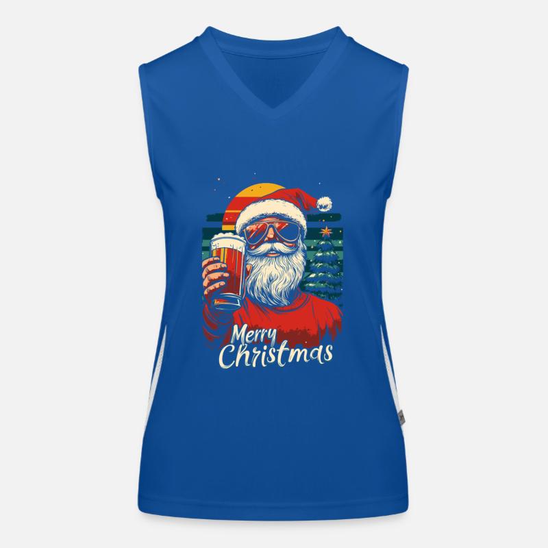 Weihnachtsmann mit Bier Funktionelles Kontrast-Tank Top für Frauen