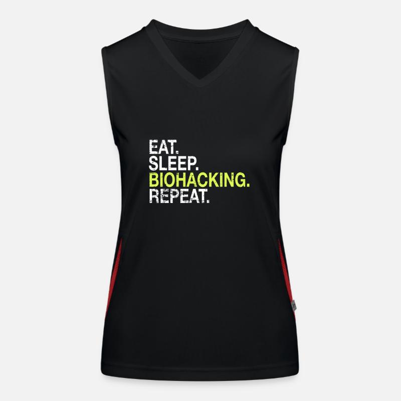 Eat Sleep Biohacking Repeat DNA Biohacker Geschenk Funktionelles Kontrast-Tank Top für Frauen