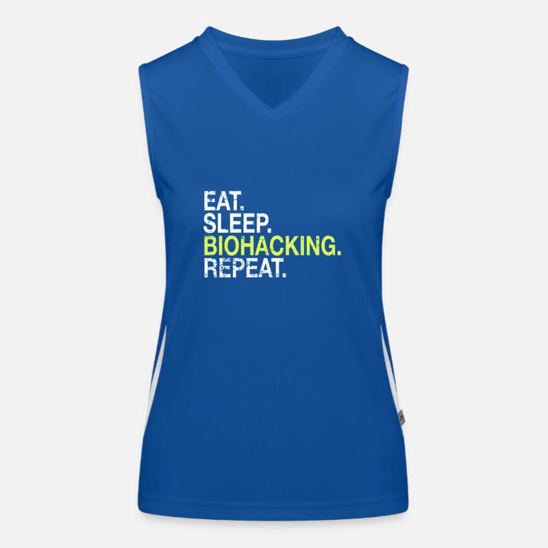 Eat Sleep Biohacking Repeat DNA Biohacker Gift Women's Functional Contrast Tank Top