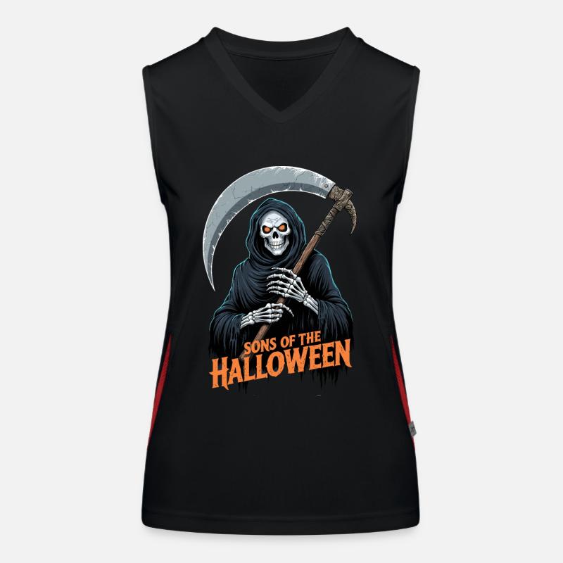 Halloween Sensenmann Funktionelles Kontrast-Tank Top für Frauen