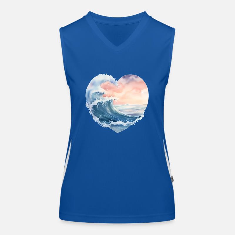 Welle Meer Herzform Funktionelles Kontrast-Tank Top für Frauen