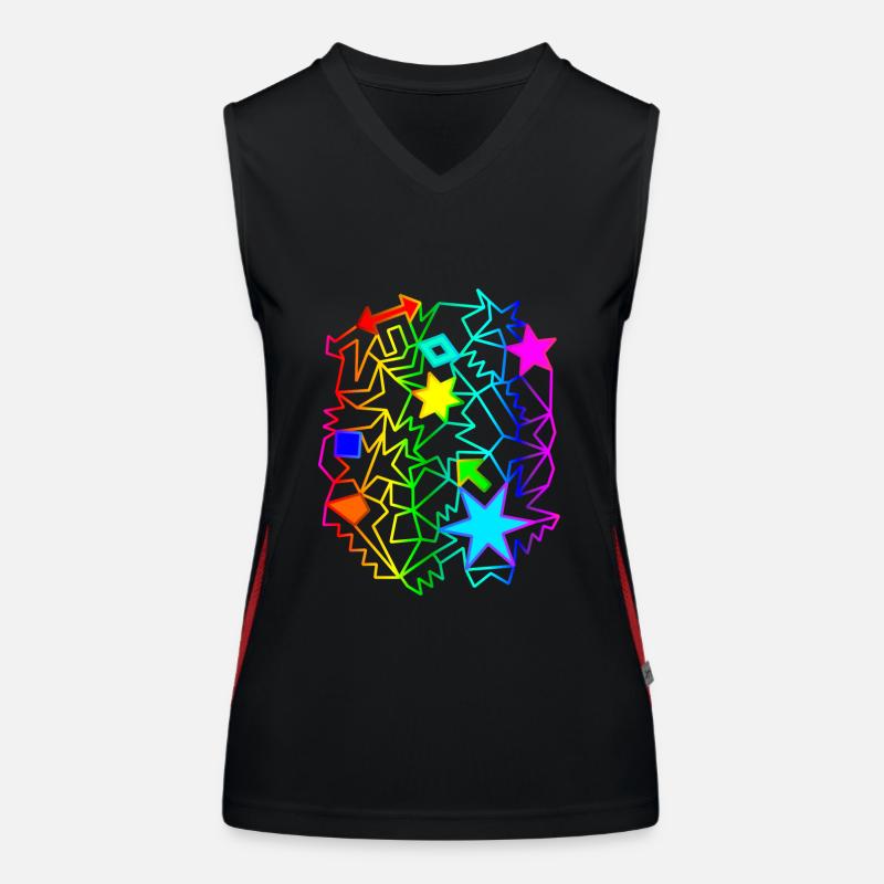 bunte Sterne Pfeile Regenbogen Ornamente Funktionelles Kontrast-Tank Top für Frauen