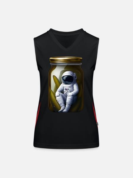 Astronaut im Gurkenglas - Funktionelles Kontrast-Tank Top für Frauen - Schwarz/Rot - Vorne