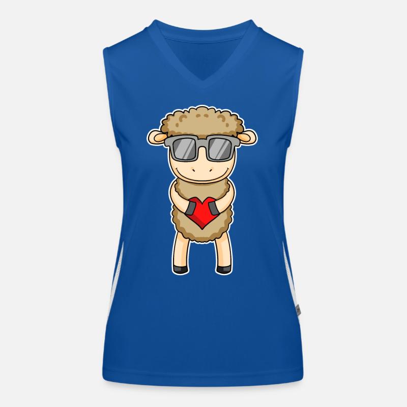 Schaf mit Herz und Brille Funktionelles Kontrast-Tank Top für Frauen
