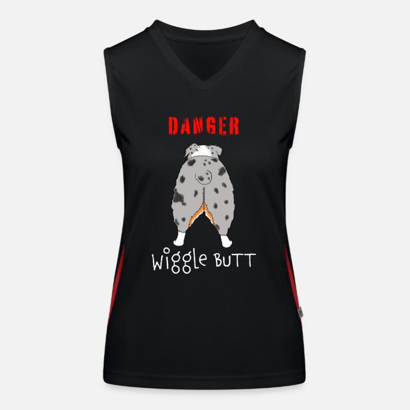 Danger Wiggle Butt Australian Shepherd Funktionelles Kontrast-Tank Top für Frauen