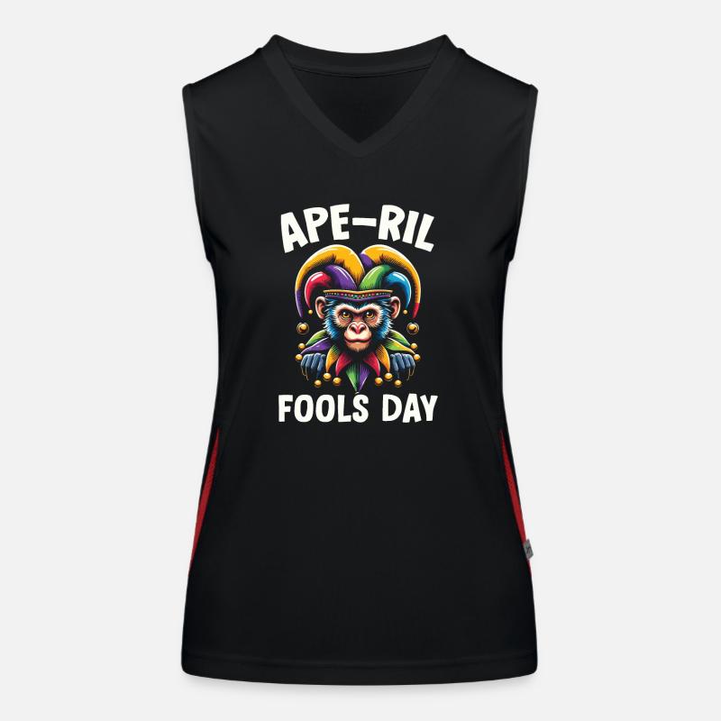 Aprilscherz 1. April Witz Affe Funktionelles Kontrast-Tank Top für Frauen